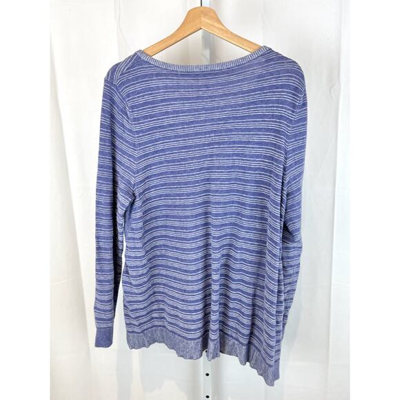 SOFT SURROUNDINGS Womens Large L With a Twist Sweater Blue White Striped 2CV51 - Picture 3 of 6